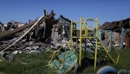 A damaged residencial area is pictured in Chuhuiv, amid Russia's attack on Ukraine, near Kharkiv, Ukraine, May 5, 2022. REUTERS/Ricardo Moraes
