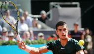 May 6, 2022 Spain's Carlos Alcaraz Garfia in action during his quarter final match against Spain's Rafael Nadal REUTERS/Isabel Infantes