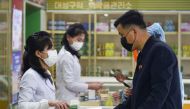 A man visits a pharmacy, amid growing fears over the spread of the coronavirus disease (COVID-19), in Pyongyang, North Korea, in this photo taken on May 16, 2022 and released by Kyodo on May 17, 2022. Kyodo/via REUTERS/File Photo

