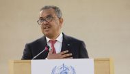 Dr Tedros Adhanom Ghebreyesus, Director-General of the World Health Organization (WHO) speaks following his re-election during the 75th World Health Assembly at the United Nations in Geneva, Switzerland, May 24, 2022. REUTERS/Denis Balibouse
