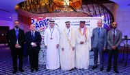 Minister of Sports and Youth H E Salah bin Ghanem Al Ali with other officials and delegates on the sidelines of the Regional Summit for Arab States, in Amman, Jordan.