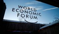 A logo of the 50th World Economic Forum (WEF) annual meeting is pictured on a window in Davos, Switzerland, January 21, 2020. REUTERS/Denis Balibouse/File Photo

