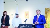 General Manager of Cultural Village Foundation (Katara), Pro. Dr. Khalid bin Ibrahim Al Sulaiti and Ambassador of Ukraine to Qatar H E Andriy Kuzmenko at the inauguration ceremony.