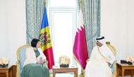 Prime Minister and Minister of Interior H E Sheikh Khalid bin Khalifa bin Abdulaziz Al Thani and the Prime Minister of Moldova H E Natalia Gavrilita during the official talks at the Amiri Diwan, yesterday.
