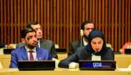 Minister of Social Development and Family H E Mariam bint Ali bin Nasser Al Misnad chairing Qatar’s delegation in the meeting in New York. 
