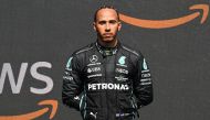 Mercedes driver Lewis Hamilton of United Kingdom stands during the national anthems after finishing third of the Montreal Grand Prix at Circuit Gilles Villeneuve. (David Kirouac-USA TODAY Sports)