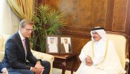 Minister of Transport H E Jassim Saif Ahmed Al Sulaiti meeting Minister of Transport of the Czech Republic H E Martin Kupka yesterday.