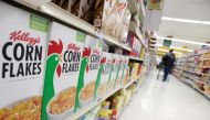 Kellogg's Corn Flakes, owned by Kellogg Company, are seen for sale in a store in Queens, New York City, U.S., February 7, 2022. Reuters/Andrew Kelly/File Photo