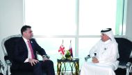 Minister of State for Foreign Affairs H E Sultan bin Saad Al Muraikhi meeting Minister of Foreign Affairs of Georgia H E Ilia Darchiashvili yesterday.