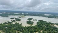 An aerial view shows flooded areas in Silchar in the northeastern state of Assam, India, June 23, 2022. Indian Air Force/Handout via Reuters 