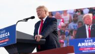 Former US President Donald Trump holds a rally in Mendon, Illinois, US, on June 25, 2022. (Reuters/Kate Munsch)