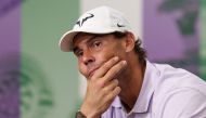 Spain's Rafael Nadal during a press conference after withdrawing from his semi-final match. (Reuters)