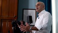 UK's former Health Minister Sajid Javid speaks to the media at an event to launch his campaign to be the next Conservative leader and prime minister, in London, Britain, on July 11, 2022. (REUTERS/Henry Nicholls)
