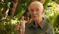 A handout picture shows primatologist Jane Goodall posing with the new Jane Goodall Barbie doll, in Los Angeles, U.S., April 2022. Jane Goodall Institute/Handout via REUTERS