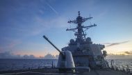 Arleigh Burke-class guided-missile destroyer USS Benfold (DDG 65), forward-deployed to the U.S. 7th Fleet area of operations, conducts underway operations in the South China Sea, in this handout picture released on July 13, 2022. U.S. Navy/Handout via REUTER