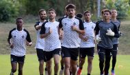 Al Sadd players during a training session in Austria.