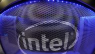 Computer chip maker Intel's logo is shown on a gaming computer display during the opening day of E3, the annual video games expo revealing the latest in gaming software and hardware in Los Angeles, California, U.S., June 11, 2019. REUTERS/Mike Blake/File Photo
