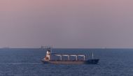 The Sierra Leone-flagged cargo ship Razoni, carrying Ukrainian grain, is seen in the Black Sea off Kilyos, near Istanbul, Turkey, on August 2, 2022. (REUTERS/Umit Bektas)