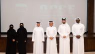 QCSF President Dr. Ibrahim bin Saleh Al Naimi with other officials during the press conference.