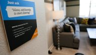 File Photo: Prompts on how to use Amazon's Alexa personal assistant are seen as a wifi-equipped Roomba begins cleaning a room in an Amazon ‘experience center’ in Vallejo, California, US, May 8, 2018. (REUTERS/Elijah Nouvelage)
