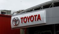 Toyota's logo is seen at a Toyota Society Motors showroom in Karachi, Pakistan, July 27, 2022. REUTERS/Akhtar Soomro/File Photo