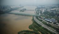 A general view of flooded Han river from an observation platform in Seoul, South Korea, August 11, 2022. REUTERS/Kim Hong-Ji