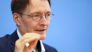 German Health Minister Karl Lauterbach speaks about the strategy against the coronavirus disease (COVID-19) pandemic during a news conference in Berlin, Germany, August 12, 2022. REUTERS/Lisi Niesner