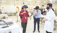 High school students take part in an activity during a summer programme at Weill Cornell Medicine-Qatar. 