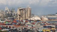 A view shows the collapsed northern section of the Beirut grain silos, damaged in the August 2020 port blast, in Beirut, Lebanon August 23, 2022. REUTERS/Mohamed Azakir