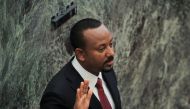 Ethiopia's Prime Minister Abiy Ahmed takes oath during his incumbent ceremony at the Parliament building in Addis Ababa, Ethiopia, on October 4, 2021. REUTERS/Tiksa Negeri/File Photo