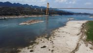 An aerial view shows the Yangtze river that is approaching record-low water levels during a regional drought in Chongqing, China, August 20, 2022. REUTERS/Thomas Peter

