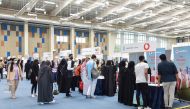 Vodafone Qatar booth (right) at the University of Doha for Science and Technology career fair.