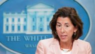 US Secretary of Commerce Gina Raimondo speaks about semiconductor chips subsidies during a press briefing at the White House in Washington, US, on September 6, 2022. REUTERS/Kevin Lamarque/File Photo