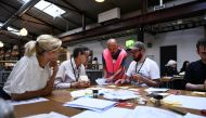 he County Administrative Board in Stockholm County begins the final vote count at Nacka Expo Center after Sunday's election, in Stockholm on September 12, 2022. TT News Agency/Tim Aro via REUTERS 