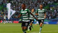 Sporting CP's Arthur Gomes celebrates scoring their second goal during the UEFA Champions League Group D match against Tottenham Hotspur at the Estadio Jose Alvalade, Lisbon, on September 13, 2022.  REUTERS/Pedro Nunes