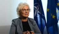 German Defence Minister Christine Lambrecht speaks during an interview with Reuters at the Federal Ministry of Defence in Berlin on September 14, 2022. REUTERS/Annegret Hilse