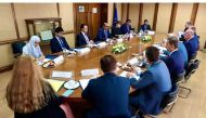 Qatar's Minister of Justice H E Masoud bin Mohammed Al Ameri and Minister of Justice of the Hellenic Republic H E Kostas Tsiaras at the meeting.