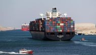 Container ship RDO Concord sails through the Suez Canal as Egypt celebrates the 150th anniversary of the canal opening in Ismailia, Egypt, on November 17, 2019.  File Photo / Reuters
