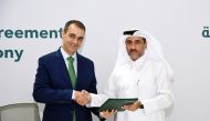 Yosouf Al Salehi, Executive Director, QSTP and Santiago Bañales, Managing Director of Iberdrola Innovation Middle East, during the signing of the agreement.
