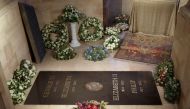 Handout photo from Buckingham Palace of the ledger stone at the King George VI Memorial Chapel, St George's Chapel, Windsor Castle, Britain in this undated handout released on September 24, 2022. Royal Collection Trust/The Dean and Canons of Windsor/Handout via REUTERS 