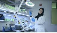 Sumaiya Said Sulaiman Al Siyabi, Stars of Science Season 14 contestant, testing her Remediation and Disposal of Micro-Plastics project.
