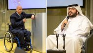 Mark Dyer (left) and Faisal Muhammad Al Kooheji addressing the gathering.