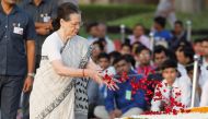 India's Congress Party chief Sonia Gandhi pays homage at the Mahatma Gandhi memorial on the 150th birth anniversary of Gandhi at Rajghat in New Delhi, India October 2, 2019. Reuters/Adnan Abidi/File Photo