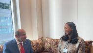 Minister of Transport H E Jassim Saif Ahmed Al Sulaiti during a meeting with Ethiopia’s Minister of Transport H E Dagmawit Moges.
