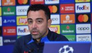 FC Barcelona coach Xavi during a press conference ahead of their Champions League match against Inter Milan at the San Siro, Milan, Italy, on October 3, 2022.  REUTERS/Daniele Mascolo