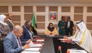 President of Tanzania H E Samia Suluhu Hassan and Qatar Chamber First Vice-Chairman Mohamed bin Ahmed bin Twar Al Kuwary with other officials during the signing of a memorandum of understanding.
