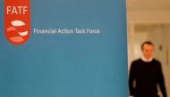 The logo of the FATF (the Financial Action Task Force) is seen during a news conference after a plenary session at the OECD Headquarters in Paris on October 18, 2019.  File Photo/ Reuters

