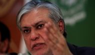 Pakistan's Finance Minister Ishaq Dar gestures during a news conference to announce the economic survey of fiscal year 2016-2017, in Islamabad, Pakistan, on May 25, 2017. File Photo / Reuters
