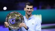 Serbia's Novak Djokovic after winning the men's singles final against Greece's Stefanos Tsitsipas at the Astana Open, National Tennis Center, Astana, Kazakhstan, on October 9, 2022. (REUTERS/Pavel Mikheyev)