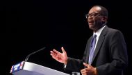 British Chancellor of the Exchequer Kwasi Kwarteng speaks during Britain's Conservative Party's annual conference in Birmingham, Britain, October 3, 2022. REUTERS/Hannah McKay
